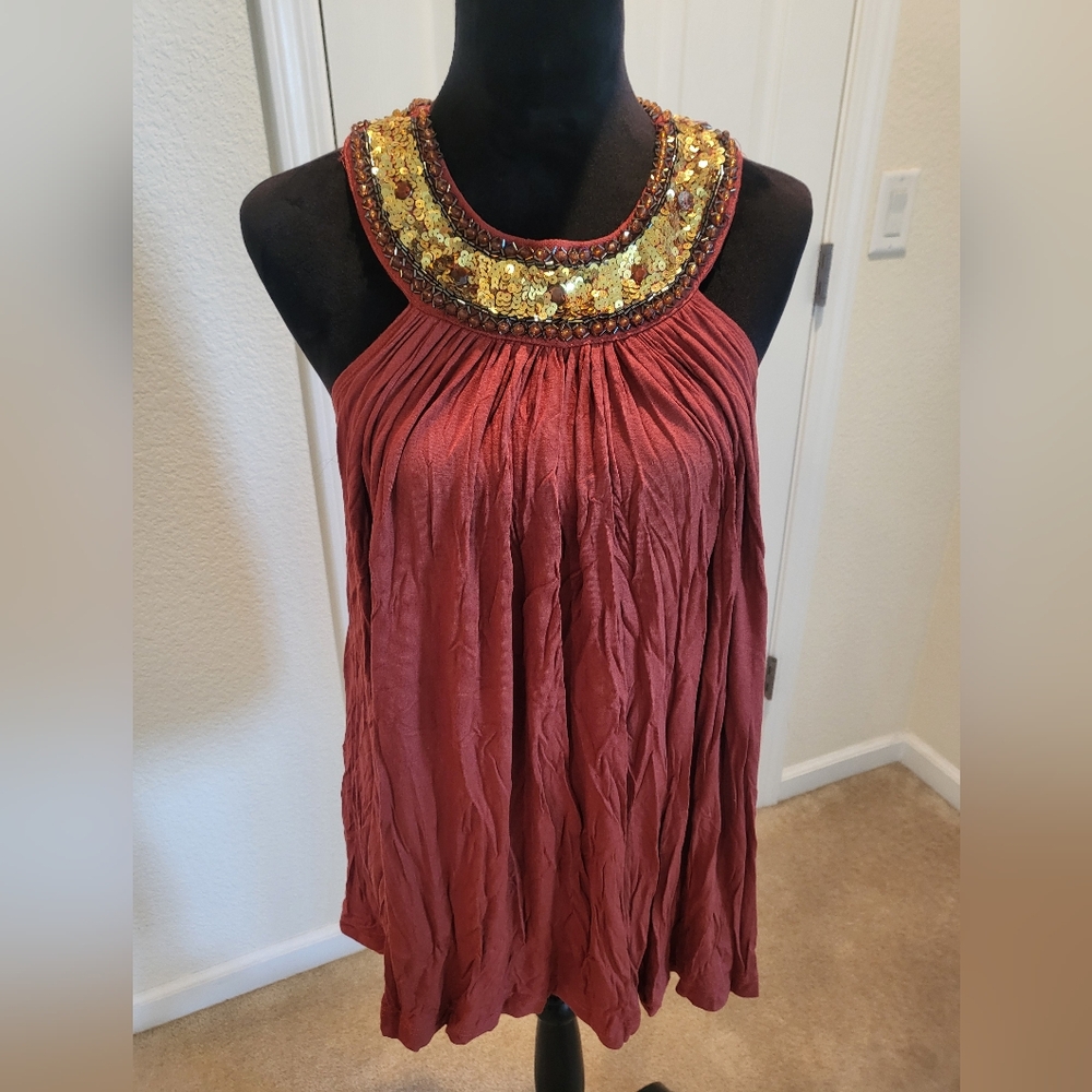 Tunic, with beaded neck